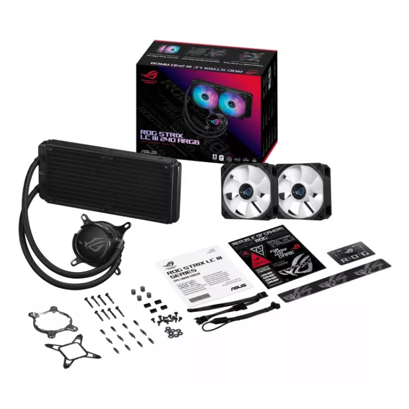 ASUS ROG Strix LC III 240 ARGB skysčio aušinimo komplektas 12 cm Juoda