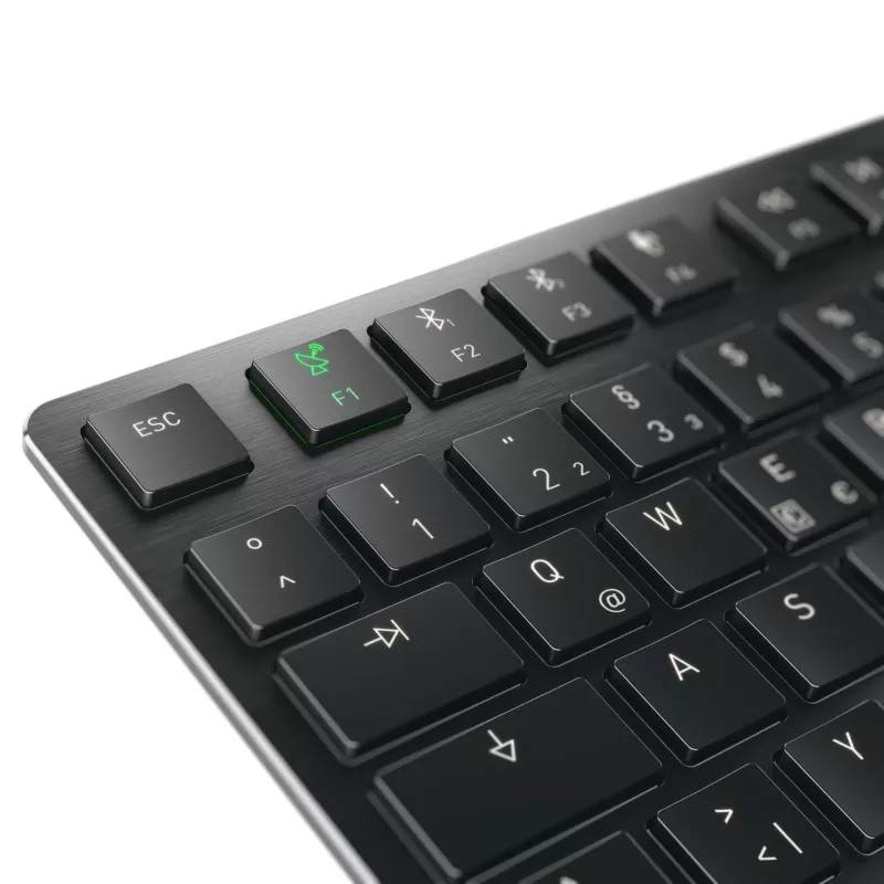 CHERRY KW X ULP 2.0 MINI klaviatūra, namams/biurui, USB + RF belaidė + Bluetooth, QWERTZ vokiškas išdėstymas, juoda