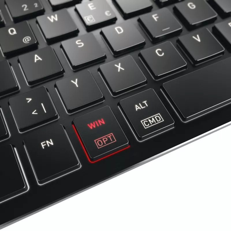 CHERRY KW X ULP 2.0 MINI klaviatūra, namams/biurui, USB + RF belaidė + Bluetooth, QWERTZ vokiškas išdėstymas, juoda