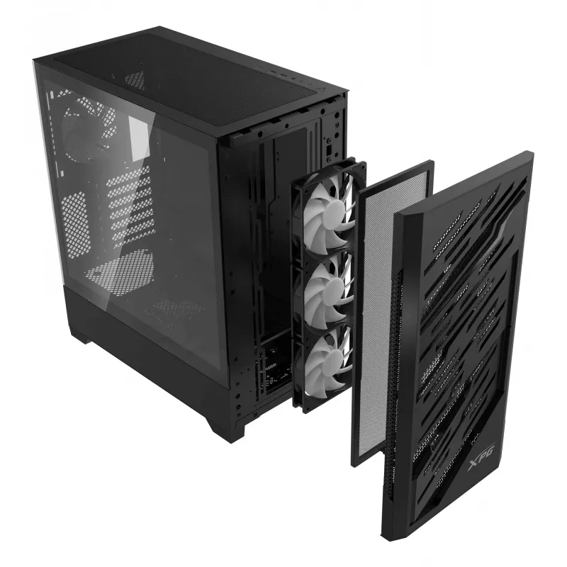 XPG STARKER AIR BTF Midi Tower Juodas, korpusas, ATX, EATX, micro ATX, Mini-ITX, SPCC, grūdintas stiklas