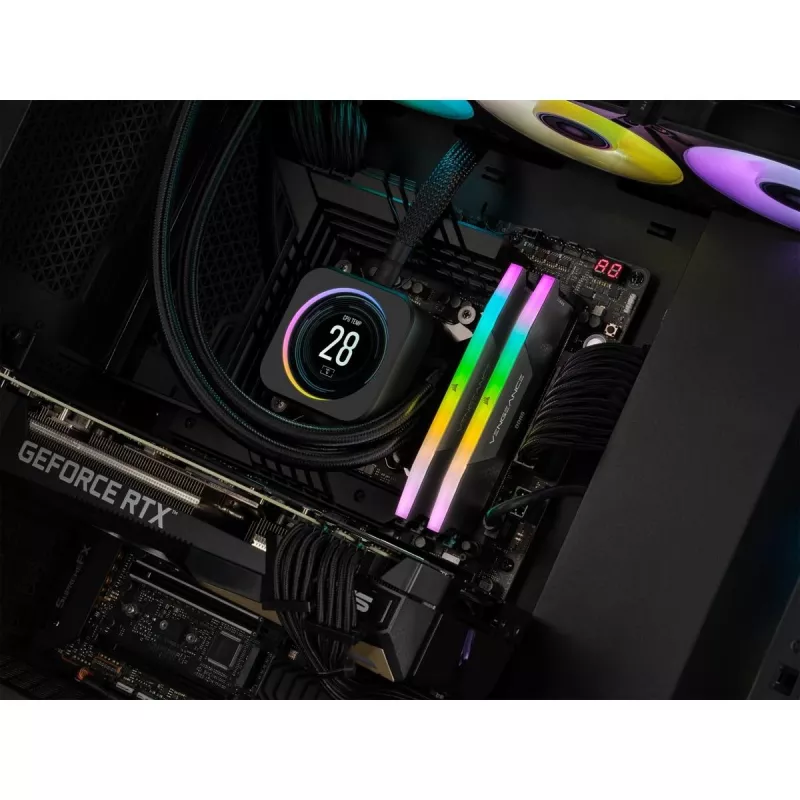 CORSAIR Vengeance RGB 32 GB (2x16 GB) DDR5 6000 MHz CL36 atminties rinkinys juodas