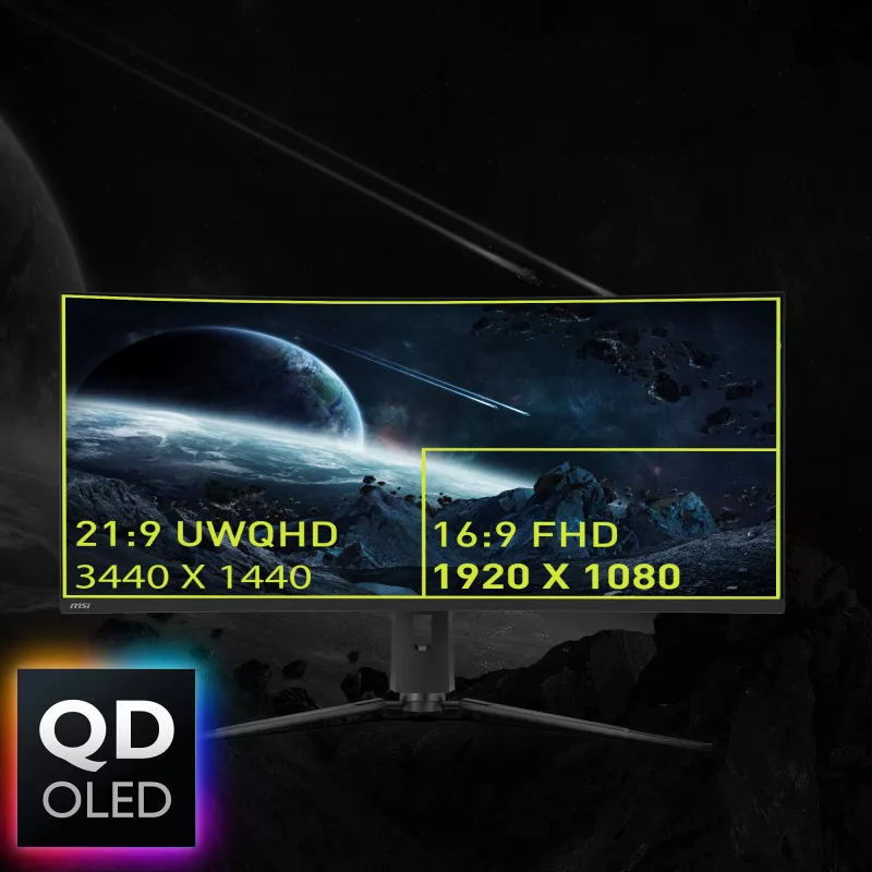 Monitorius MSI MAG 341CQPDE QD-OLED 86,4 cm (34 colių) 3440 x 1440 pikselių UltraWide Quad HD juodas