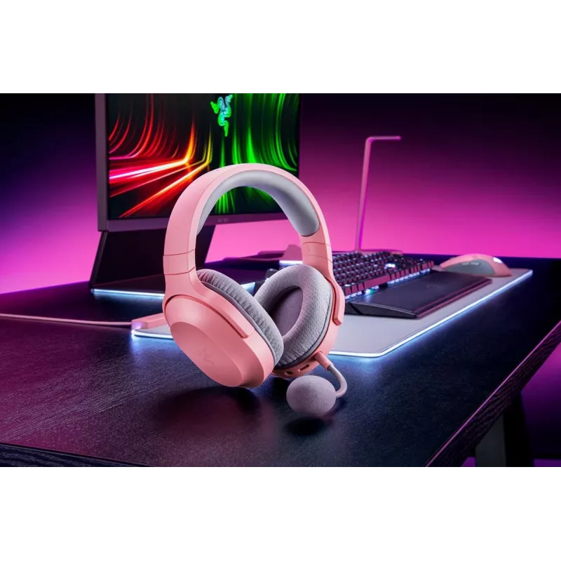RAZER Barracuda X ausinės – stereo, laidinės ir belaidės, USB-C, kvarcinis rožinis