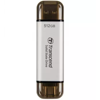 TRANSCEND ESD310C – 512 GB nešiojamas SSD diskas su USB Type-A ir USB Type-C jungtimis, sidabrinis