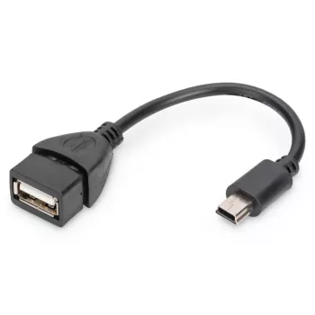 DIGITUS USB 2.0 adapterinis kabelis, OTG, mini B - A M/F, 20 cm, juodas