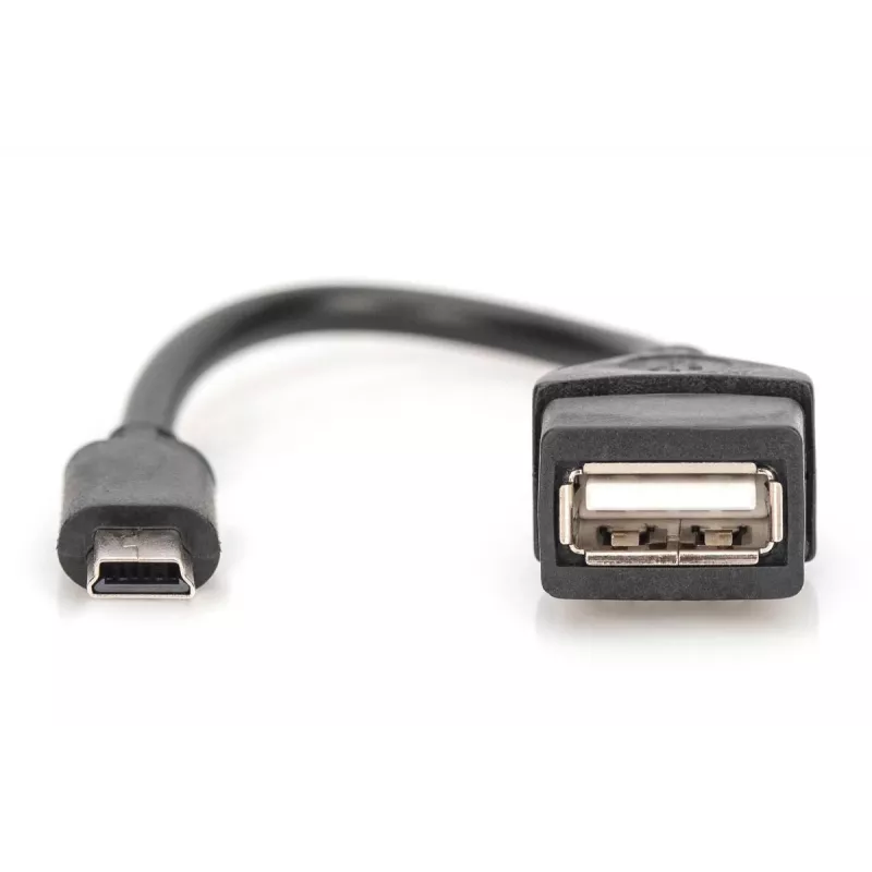 DIGITUS USB 2.0 adapterinis kabelis, OTG, mini B - A M/F, 20 cm, juodas