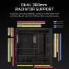 Korpusas CORSAIR FRAME 5000D RS ARGB Midi Tower Juodas — ATX, palaiko 3x140mm priekinius ventiliatorius, 2.5/3.5 colio diskus
