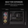 Korpusas CORSAIR FRAME 5000D RS ARGB Midi Tower Juodas — ATX, palaiko 3x140mm priekinius ventiliatorius, 2.5/3.5 colio diskus