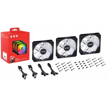 XPG VENTO 120 ARGB PWM (3 vnt.) Juodas, Ventiliatorius, 12 cm, 300 RPM, 1650 RPM