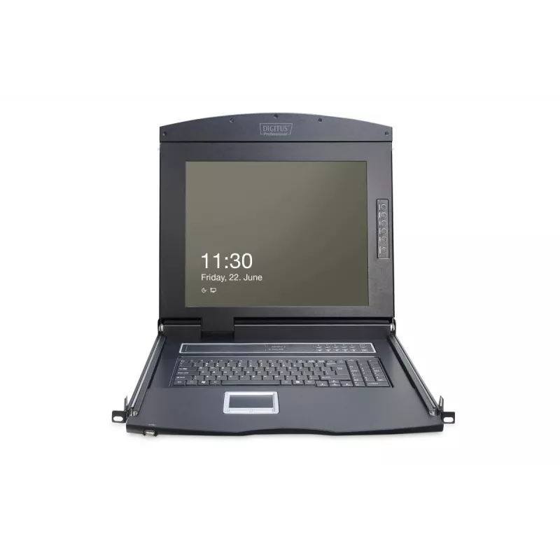 DIGITUS modulinė 43,2 cm (17 colių) TFT konsolė su 8 prievadų KVM RAL 9005 juoda - Qwerty US