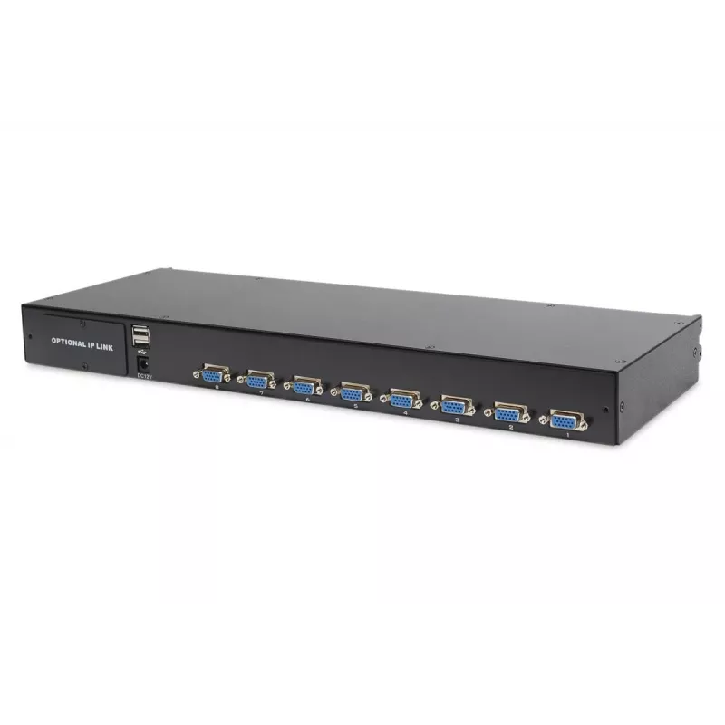 DIGITUS modulinė 43,2 cm (17 colių) TFT konsolė su 8 prievadų KVM RAL 9005 juoda - Qwerty US