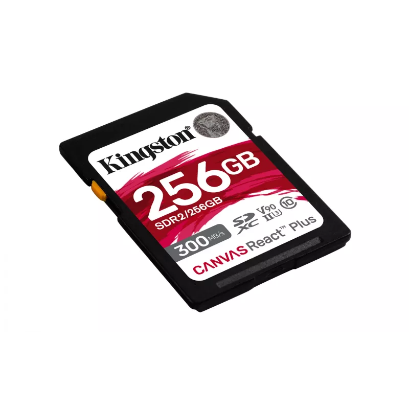 „Kingston Technology“ 256 GB „Canvas React Plus“ SDXC UHS-II 300R/260W U3 V90, skirta Full HD / 4K / 8K