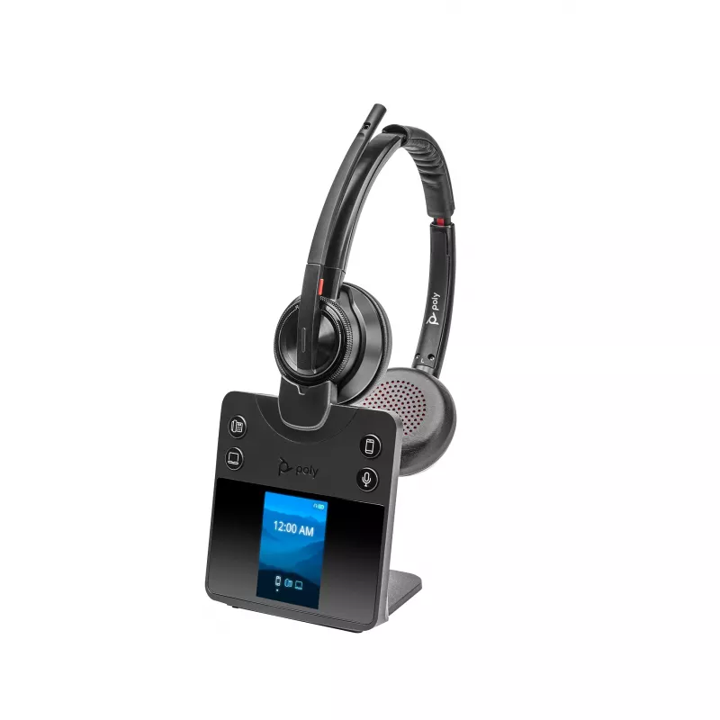 HP Poly Savi 8420 Office Stereo DECT 1880-1900 MHz belaidė ausinė, biurui / skambučių centrui, 160 g, juoda