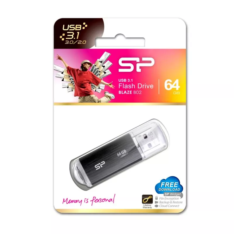 SILICON POWER USB atmintukas - 64GB Silicon Power USB 3.2 B02 juodas