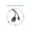 Equip USB-A į Serial (DB9) laidas, vyriškas/vyriškas, 1,5 m, juodas