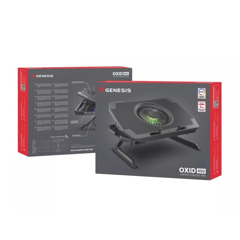 GENESIS Oxid 850 aušinimo stovas nešiojamam kompiuteriui 43,9 cm (17,3 colio) 2500 aps./min. Juodas