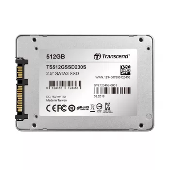 TRANSCEND SSD 230s 512GB 2,5 colio SATA III 6Gb/s TLC aliuminio korpusas