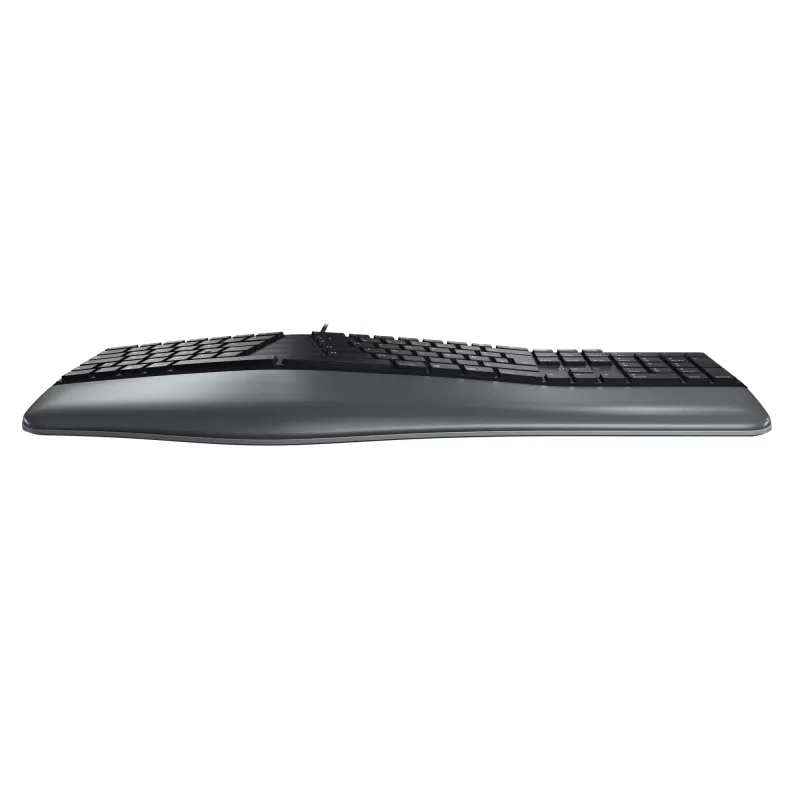 Laidinė ergonominė pilno dydžio klaviatūra Cherry KC 4500 ERGO juoda USB QWERTY UK 109 klavišų išlenktas išdėstymas riešo atrama 1,8 m laidas