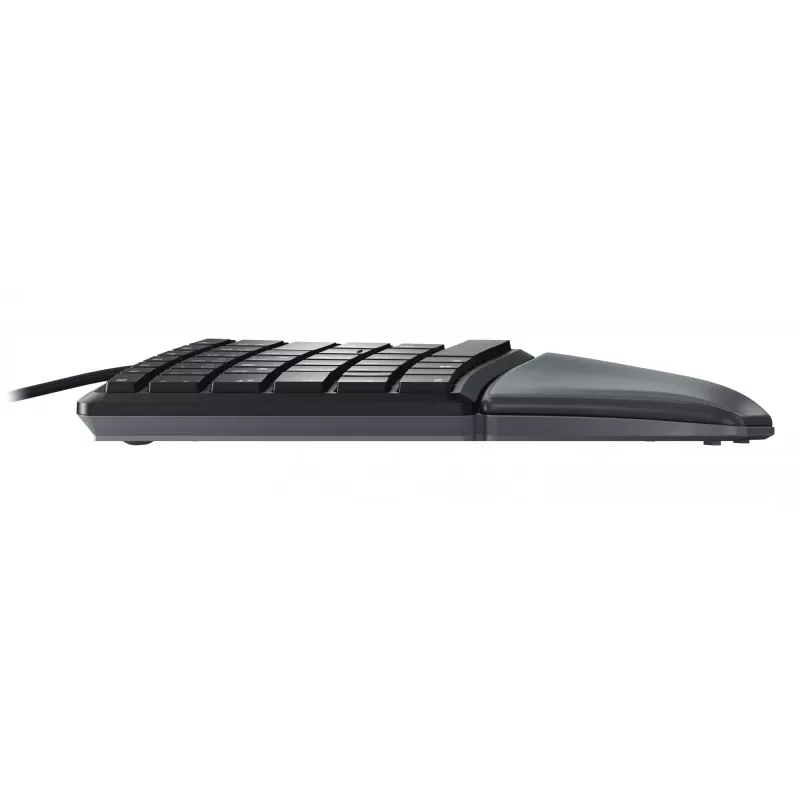 Laidinė ergonominė pilno dydžio klaviatūra Cherry KC 4500 ERGO juoda USB QWERTY UK 109 klavišų išlenktas išdėstymas riešo atrama 1,8 m laidas