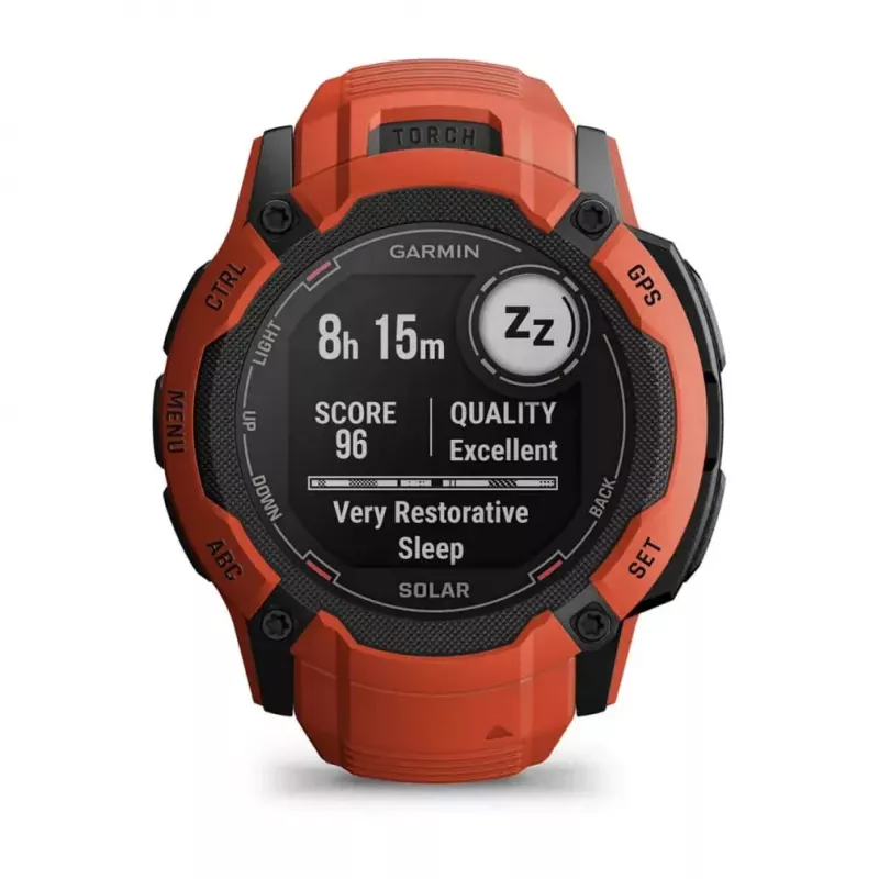 Sportinis laikrodis GARMIN Instinct 2X Solar – 50 mm polimerinis korpusas, saulės įkrovimas, GPS, 10 ATM, silikoninis dirželis