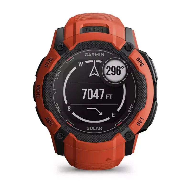 Sportinis laikrodis GARMIN Instinct 2X Solar – 50 mm polimerinis korpusas, saulės įkrovimas, GPS, 10 ATM, silikoninis dirželis