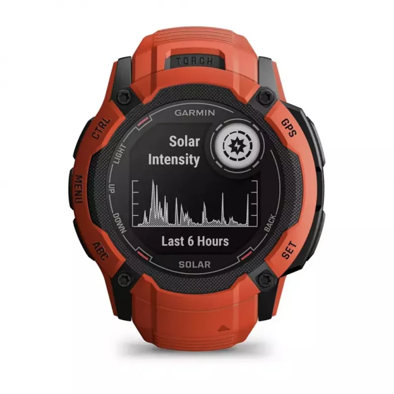 Sportinis laikrodis GARMIN Instinct 2X Solar – 50 mm polimerinis korpusas, saulės įkrovimas, GPS, 10 ATM, silikoninis dirželis