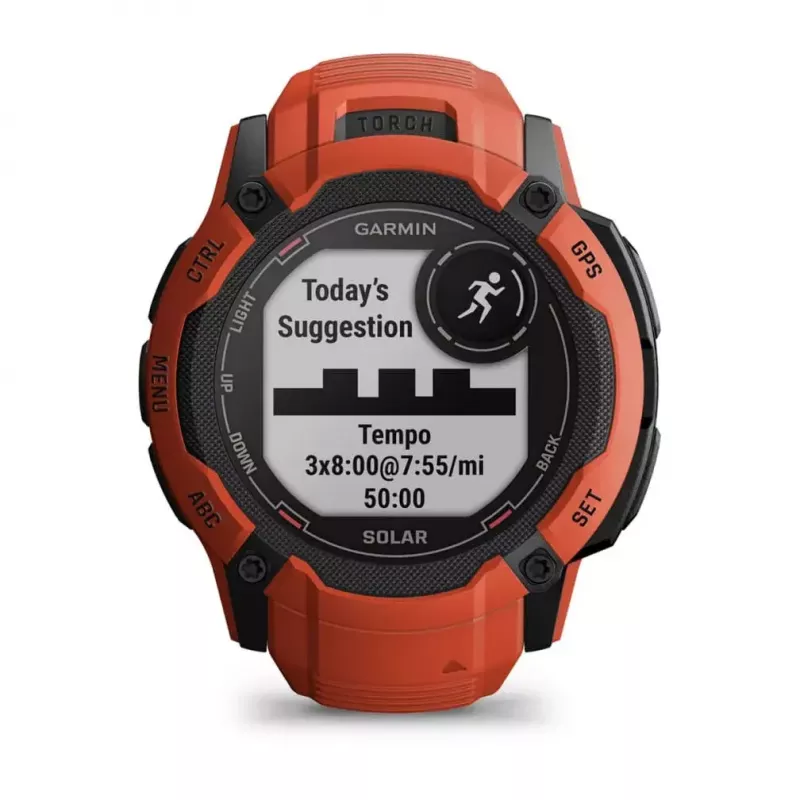 Sportinis laikrodis GARMIN Instinct 2X Solar – 50 mm polimerinis korpusas, saulės įkrovimas, GPS, 10 ATM, silikoninis dirželis
