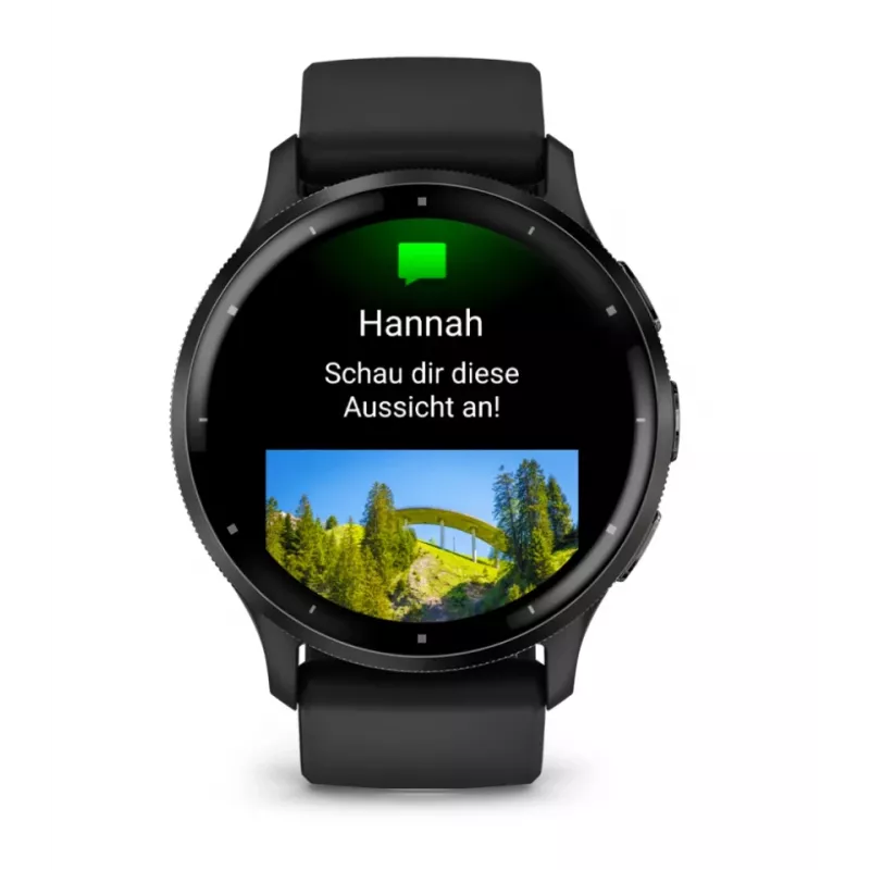 GARMIN Venu 3 – juodas korpusas su nerūdijančio plieno rėmeliu ir silikoniniu dirželiu – 45 mm