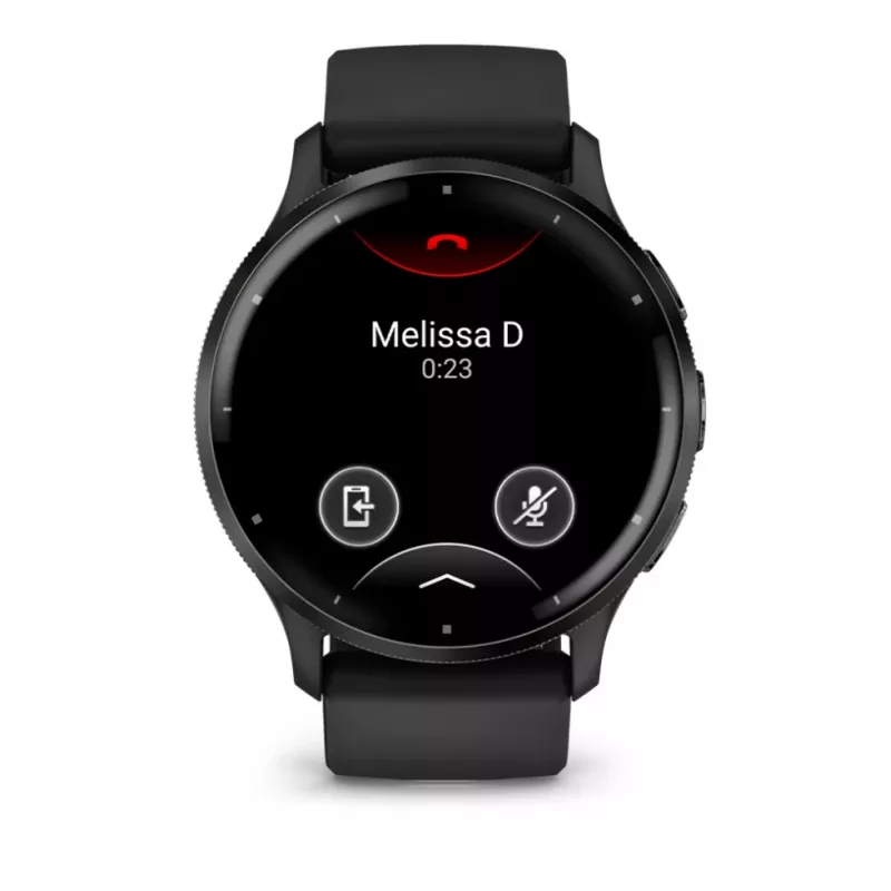 GARMIN Venu 3 – juodas korpusas su nerūdijančio plieno rėmeliu ir silikoniniu dirželiu – 45 mm