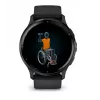 GARMIN Venu 3 – juodas korpusas su nerūdijančio plieno rėmeliu ir silikoniniu dirželiu – 45 mm