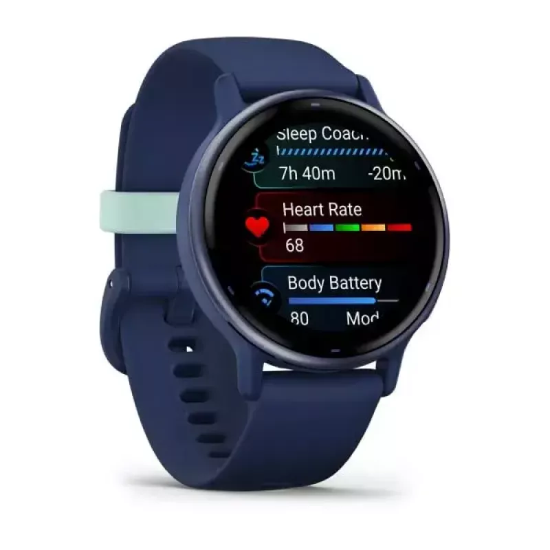 Sportinis laikrodis GARMIN Vivoactive 5 — 42 mm aliuminio/polimero korpusas, AMOLED 1,2 colio, GPS/GLONASS/Galileo, širdies ritmo jutiklis, SpO2, 5 ATM, Bluetooth/NFC