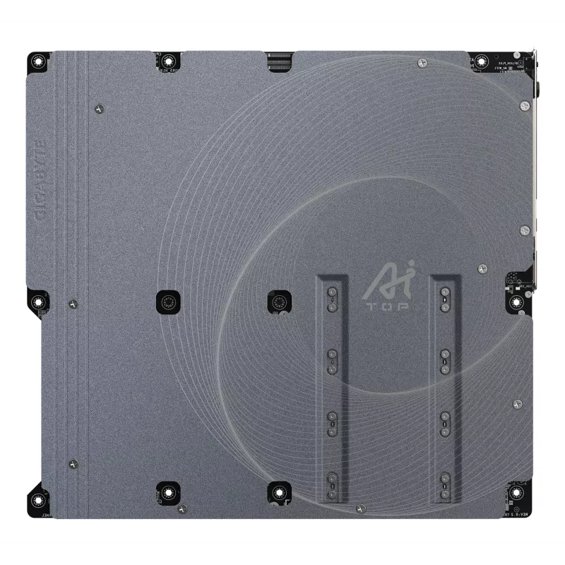 Pagrindinė plokštė GIGABYTE TRX50 AI TOP-2B – AMD Ryzen Threadripper PRO 7000, 16+8+4 fazių VRM, DDR5 iki 5200 MHz, 4xPCIe 5.0 M.2, Wi-Fi 7, 10 GbE LAN, USB 4