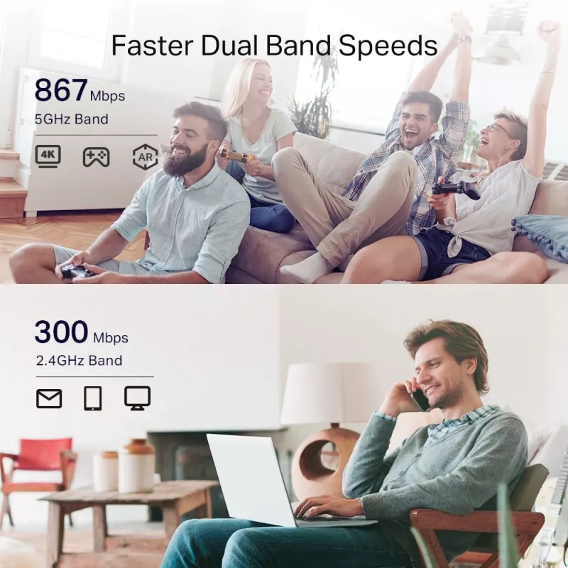 TP-Link AC1200 belaidis tinklo kartotuvas RE330 (Wi-Fi stiprintuvas, OneMesh, Ethernet prievadas)