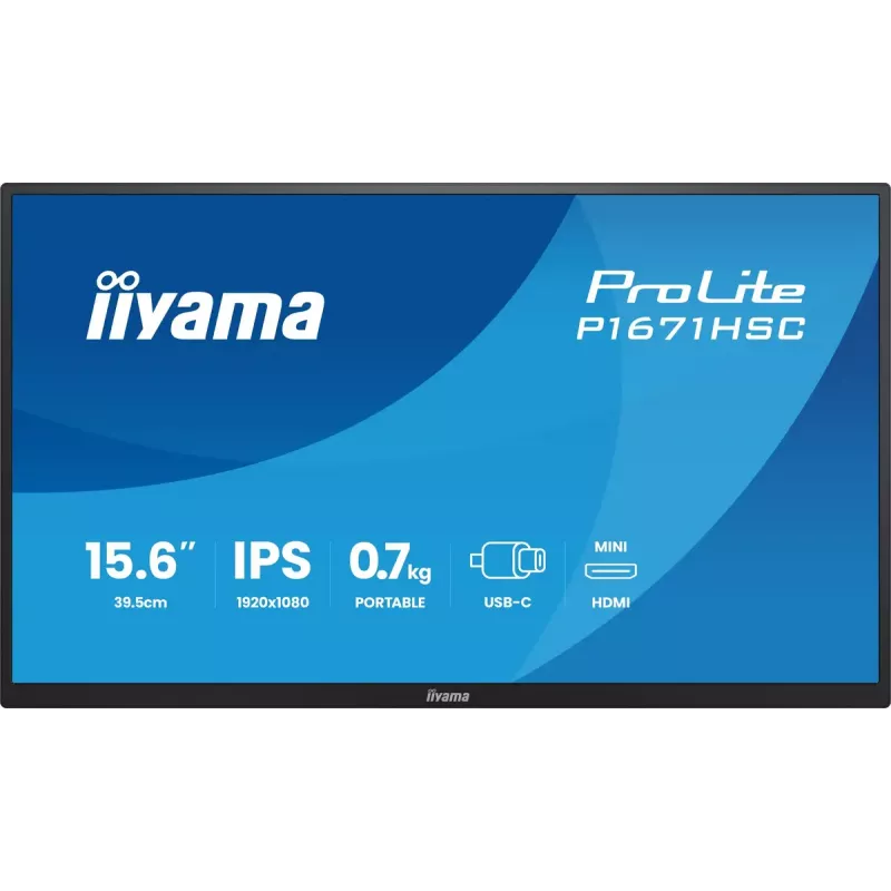 iiyama ProLite P1671HSC-B1 nešiojamas monitorius 39,6 cm (15,6 colio) 1920 x 1080 pikselių Full HD LED juodas