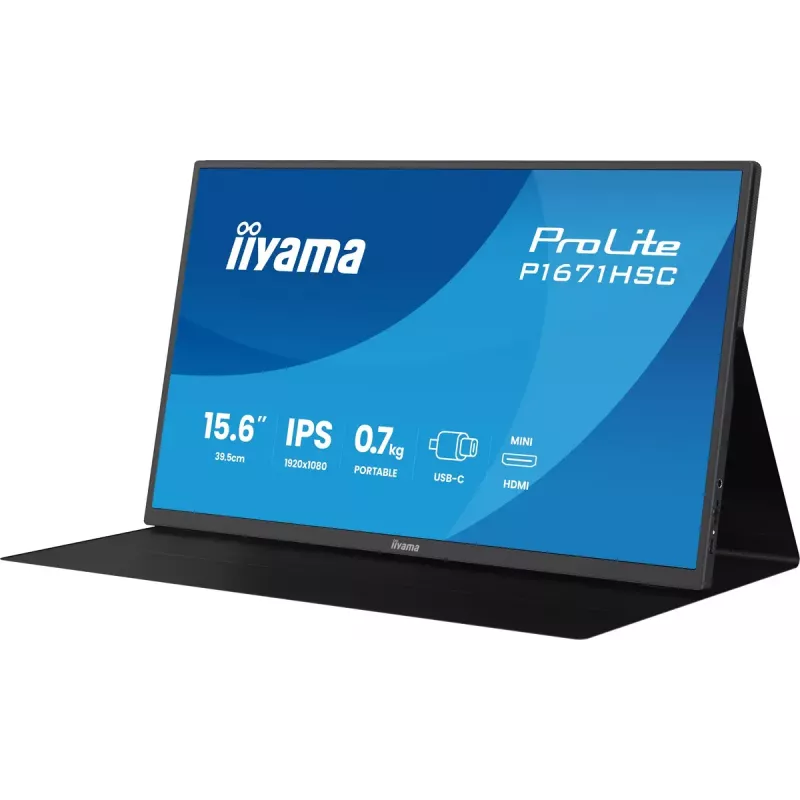 iiyama ProLite P1671HSC-B1 nešiojamas monitorius 39,6 cm (15,6 colio) 1920 x 1080 pikselių Full HD LED juodas