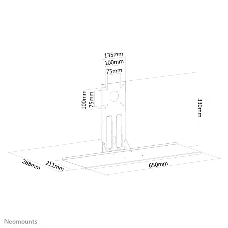 Neomounts KEYB-V200BLACK lentyna klaviatūrai ir pelei su VESA tvirtinimu – 65 cm