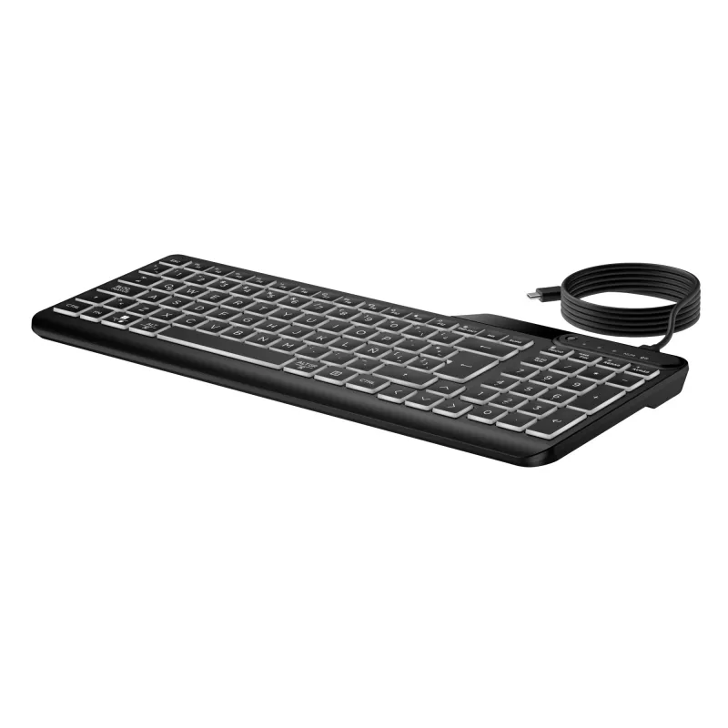 HP 405 kelių įrenginių apšviesta laidinė klaviatūra, viso dydžio (100 %), laidinė, USB, membraninė, juoda