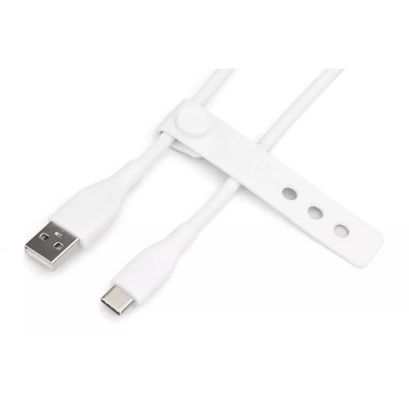 DIGITUS USB-C silikoninis įkrovimo kabelis USB-A – USB-C USB 2.0 60W – 2m Baltas