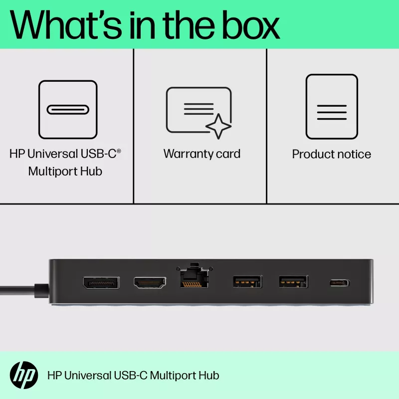 HP Universal USB-C Multiport Hub USB 3.2 Gen 1 Type-C juodos spalvos