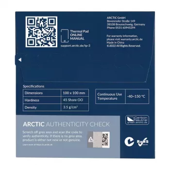ARCTIC TP-3 Premium našumo šiluminė pagalvėlė 100 x 100 mm, 1.5 mm