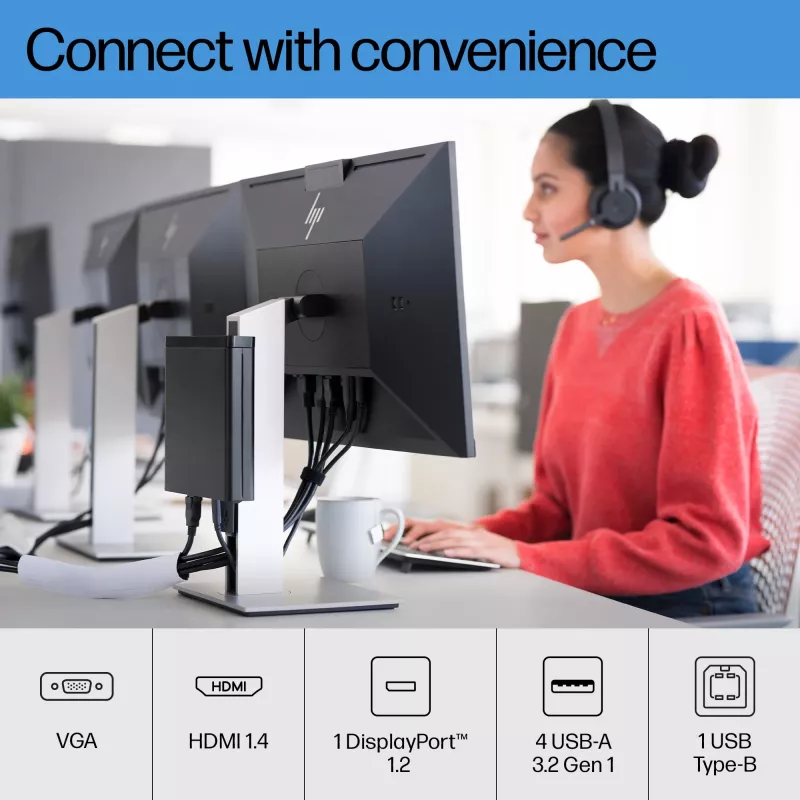HP E-Series E24 G4 FHD monitorius, 60,5 cm (23,8 colio), 1920 x 1080 pikselių, Full HD, LCD, 5 ms, juodas