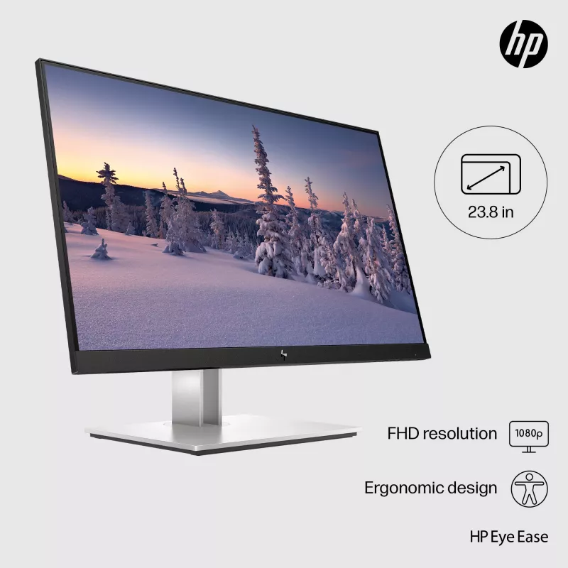 HP E-Series E24 G4 FHD monitorius, 60,5 cm (23,8 colio), 1920 x 1080 pikselių, Full HD, LCD, 5 ms, juodas