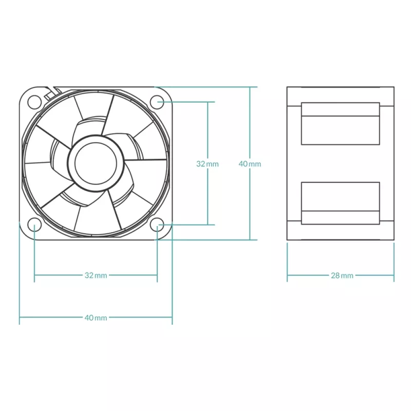 ARCTIC S4028-6K - 40 mm serverinis ventiliatorius, 250-6000 RPM, 12.06 m³/h, juodas