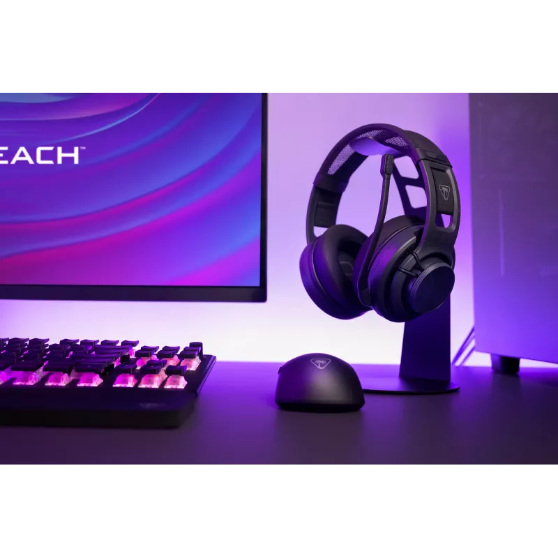 Turtle Beach Atlas Air belaidžiai atviro tipo ausinės žaidimams su 24 bitų aukštos ištikimybės garsu, transliacijų klasės mikrofonu, plūduriuojančiais ausų gaubtais, atminties putų pagalvėlėmis ir Bluetooth ryšiu, skirtos asmeniniams kompiuteriams