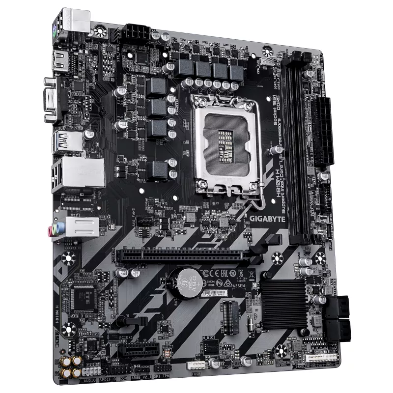 Motininė plokštė GIGABYTE H810M H Micro ATX, Intel H810 mikroschemų rinkinys, LGA 1851, DDR5, 2x DIMM iki 128 GB, PCIe 4.0, HDMI 2.1