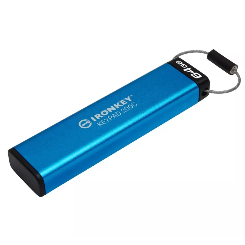 Kingston IronKey 64GB USB-C klaviatūra 200C, FIPS 140-3 Lvl 3 AES-256