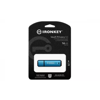 Kingston IronKey Vault Privacy 50 16 GB USB atmintukas su AES-256 šifravimu, FIPS 197