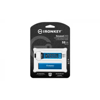 Kingston IronKey 32GB Keypad 200, FIPS 140-3 Lvl 3, AES-256 aparatūriškai šifruotas USB atmintukas