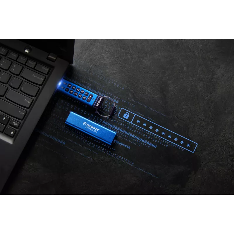 Kingston IronKey 128GB Keypad 200, FIPS 140-3 Lvl 3, AES-256 aparatinės įrangos šifravimu