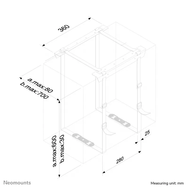 Neomounts CPU-D025BLACK laikiklis CPU – iki 20 kg – universalus, montuojamas po stalu, juodas